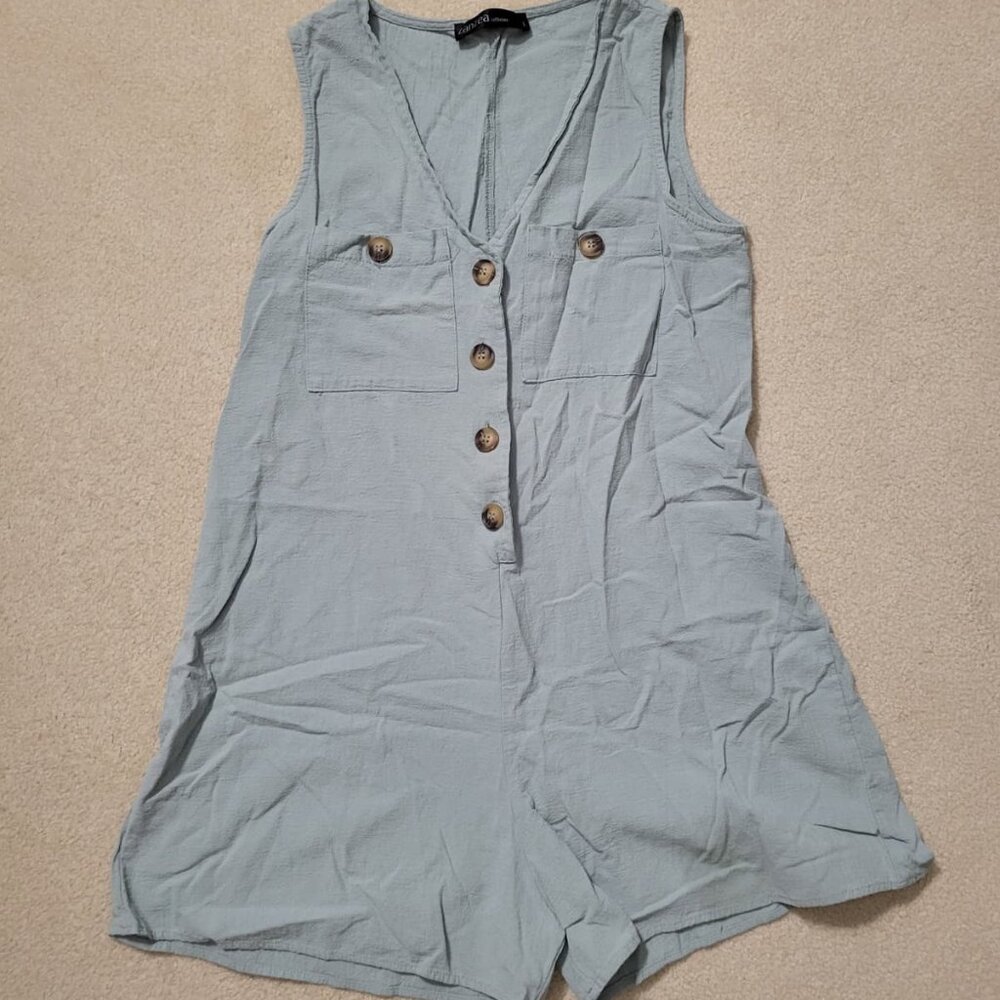 Zanzea Women's Light Khaki Green Romper, Size Large